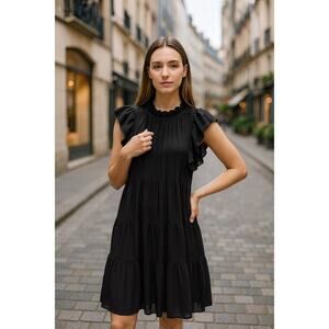 Entro Black Ruffle Tiered Dress